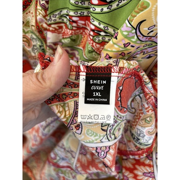 Shein Curve Lune Women Floral Open Front Kimono Shorts Set Pockets Duster 1XL - Picture 9 of 16